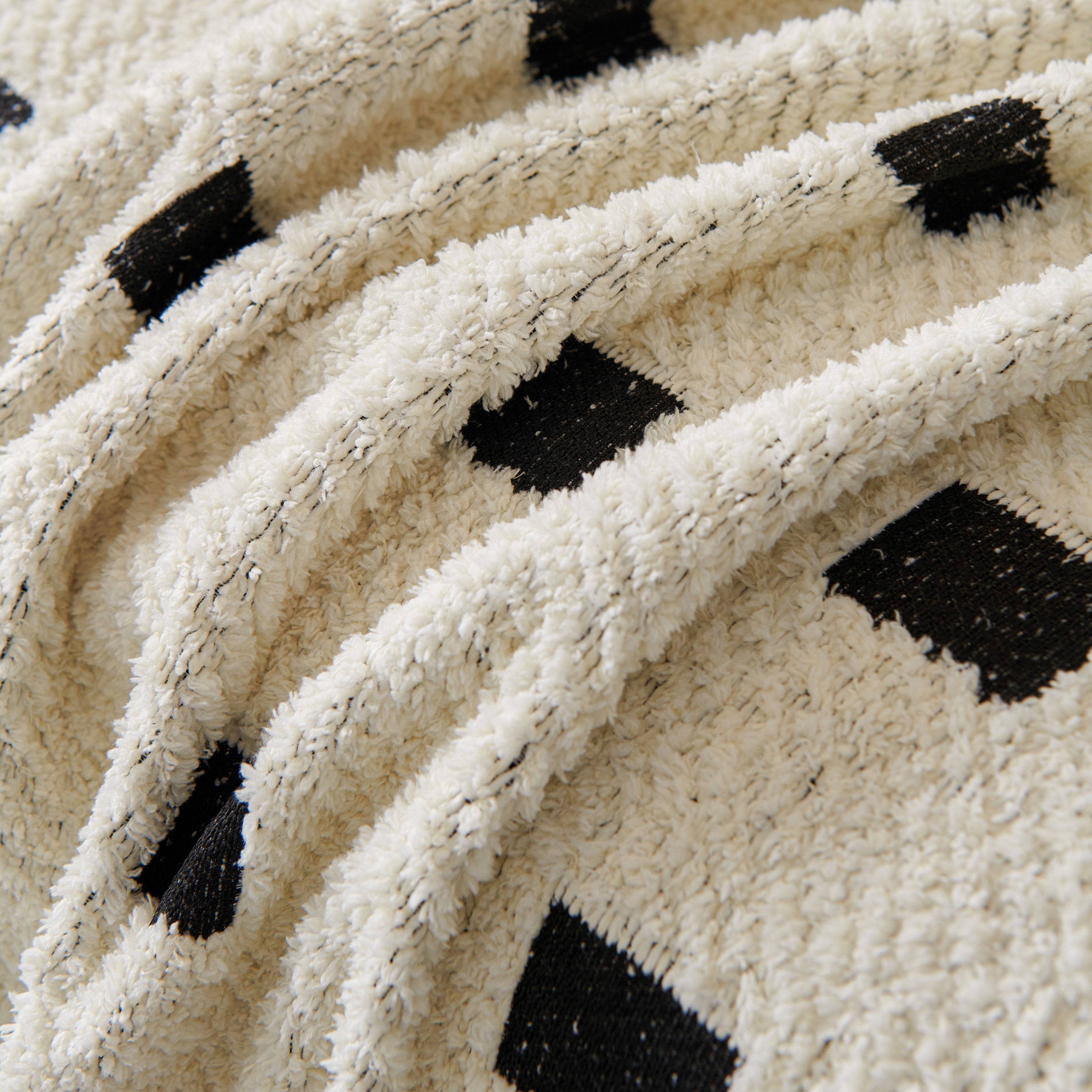 Woven Chenille Sofa Throw with Square Pattern