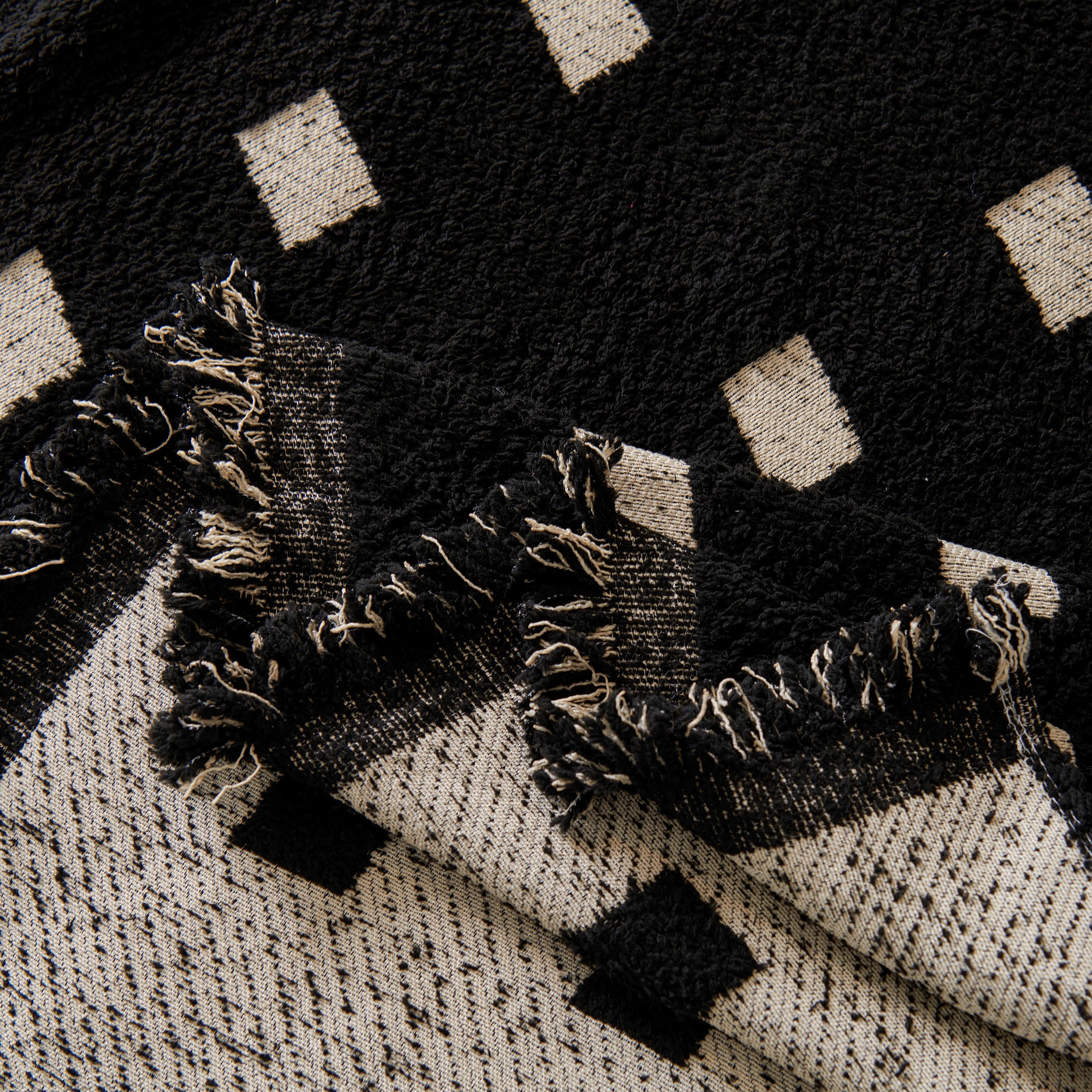 Woven Chenille Sofa Throw with Square Pattern