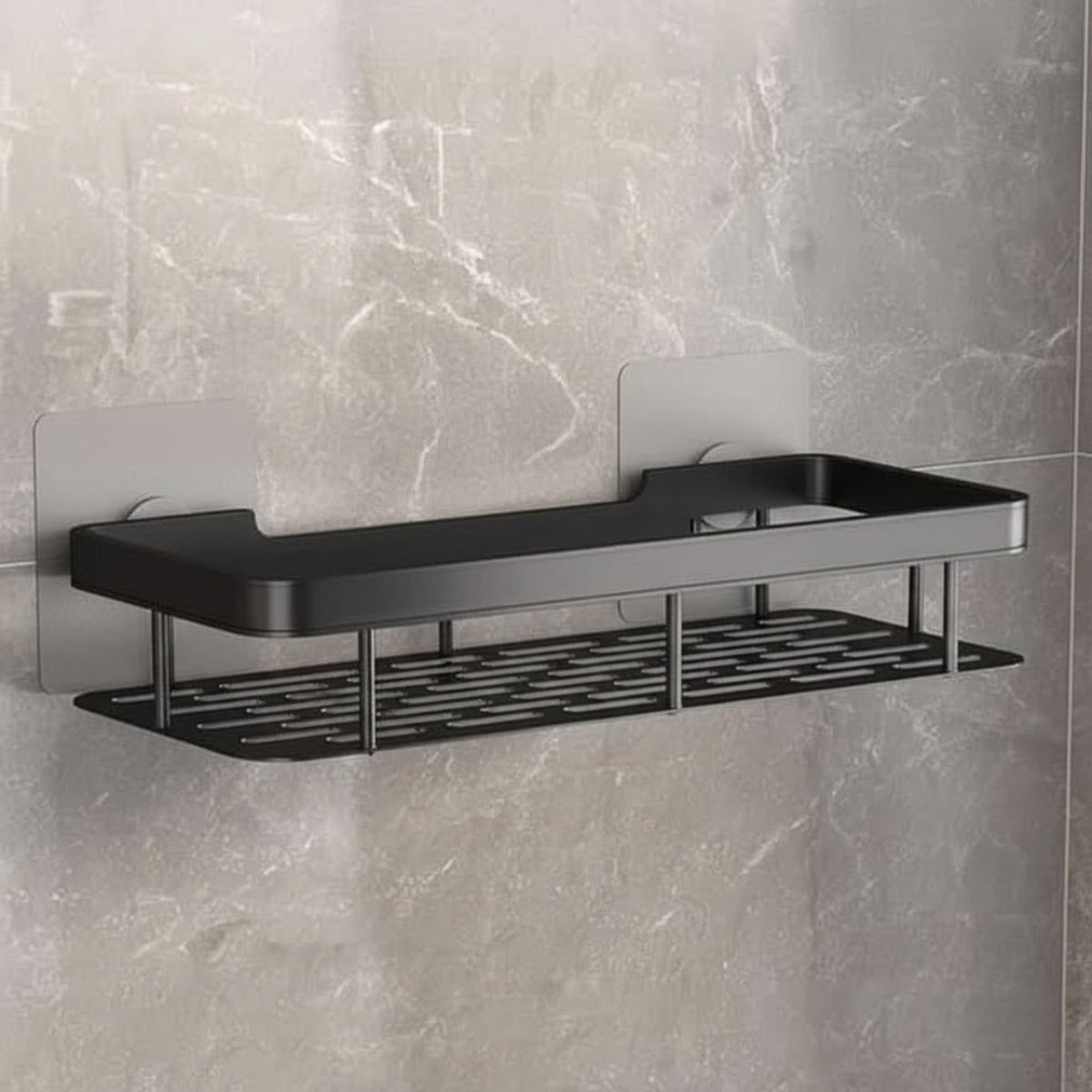 Adhesive Bathroom Shelf Drill-Free Stainless Steel Shower Caddy For Shampoo And Toiletries - Image 4