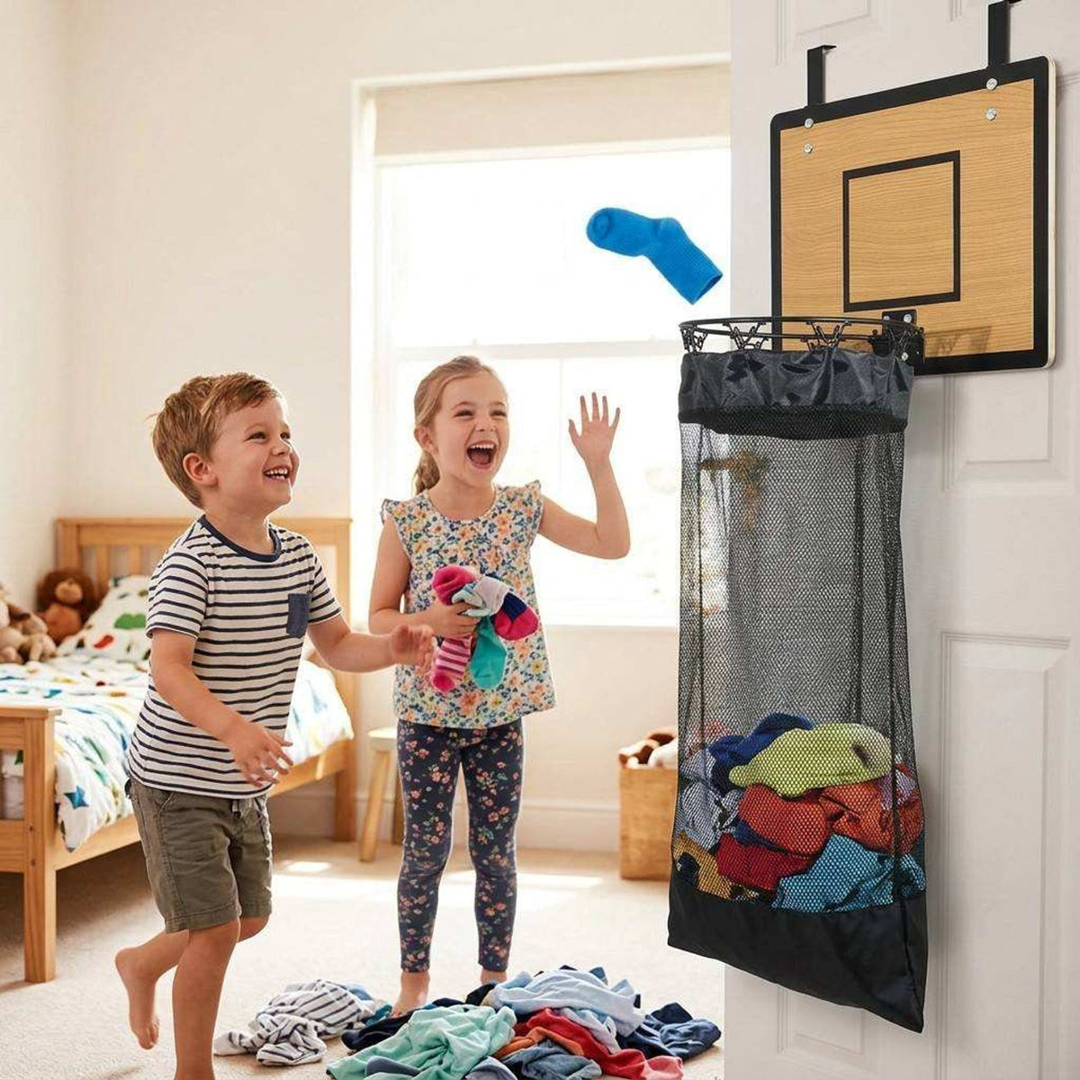 Basketball Hoop Hanging Storage Organizer For Laundry And Toys - Image 5