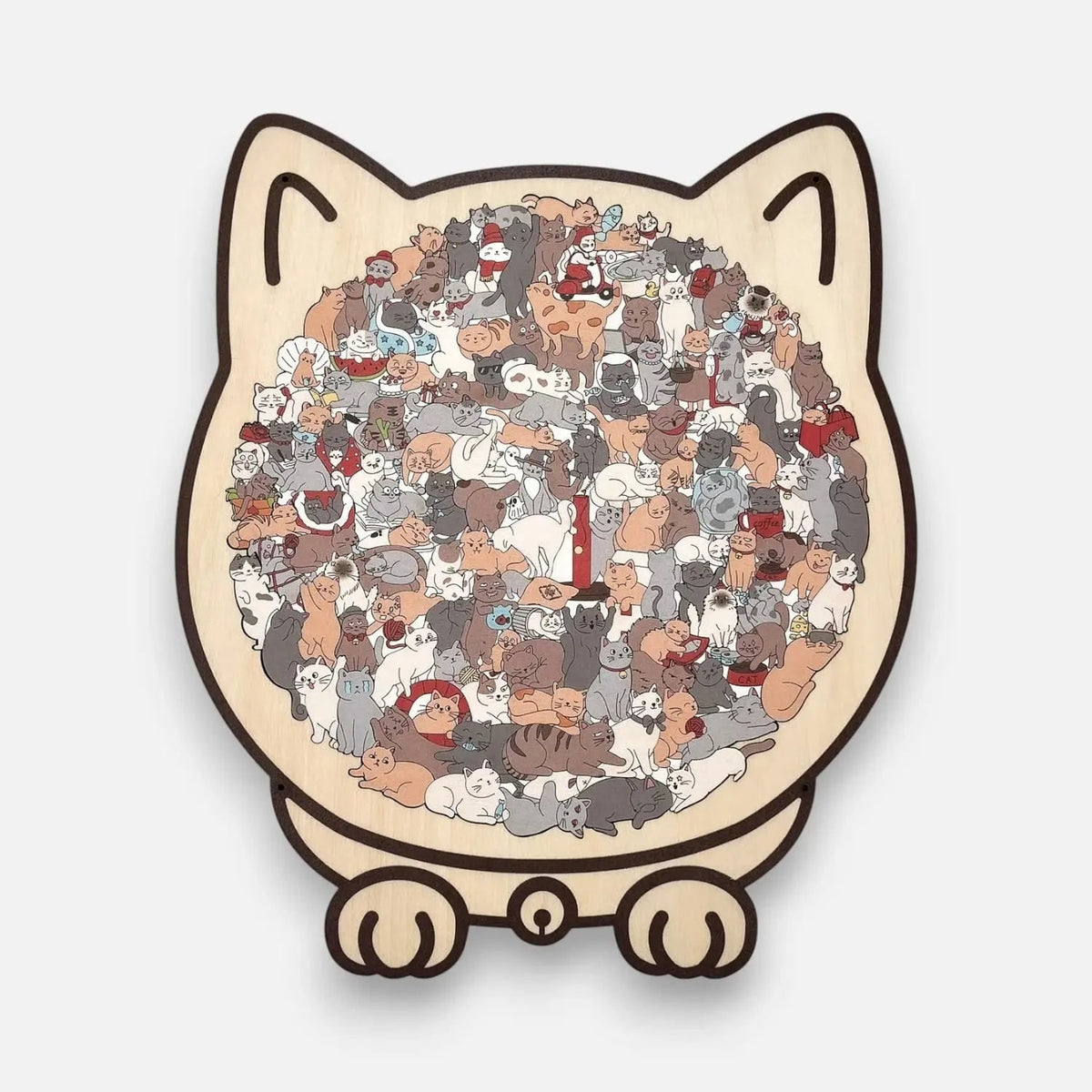 Cat Shaped Wooden Puzzle 135 Pieces Morandi Colors Calmpiece For Relaxation And Decor - Image 7