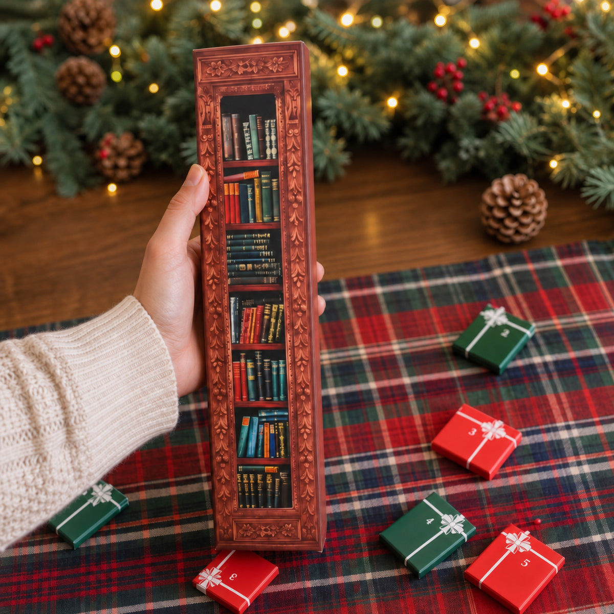 Christmas Advent Calendar With 24 Miniature Book Ornaments - Image 1