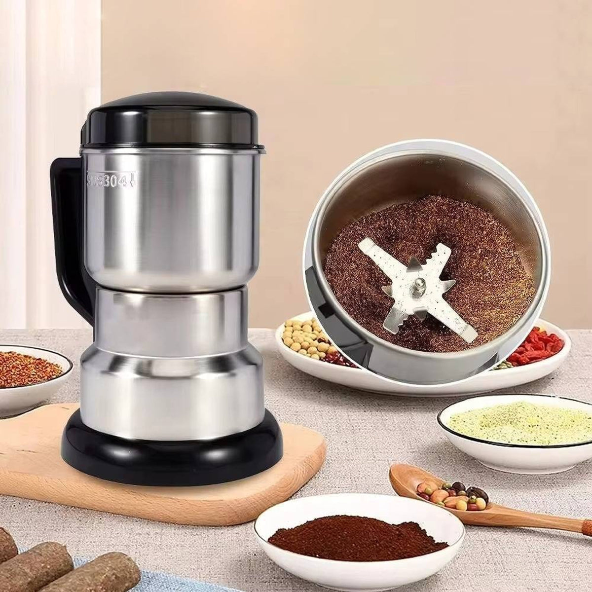 Coffee Beans Grinder With 400W Motor Six Precision Blades And Compact Design - Image 3