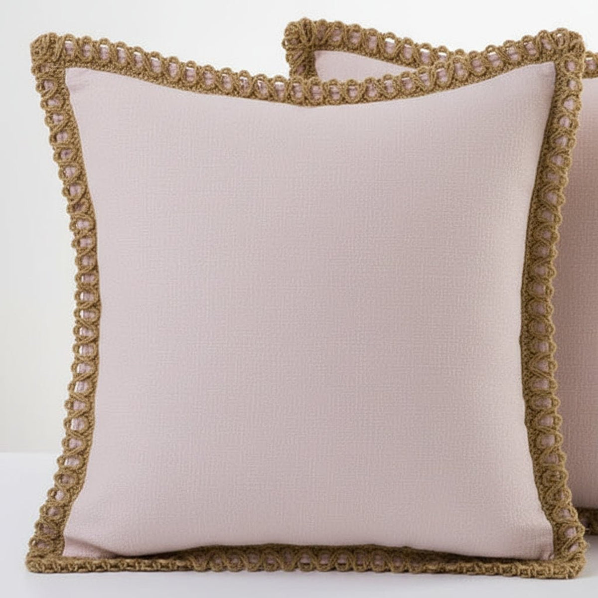 Crocheted Border Square Decorative Cushion With Vibrant French Style - Image 5