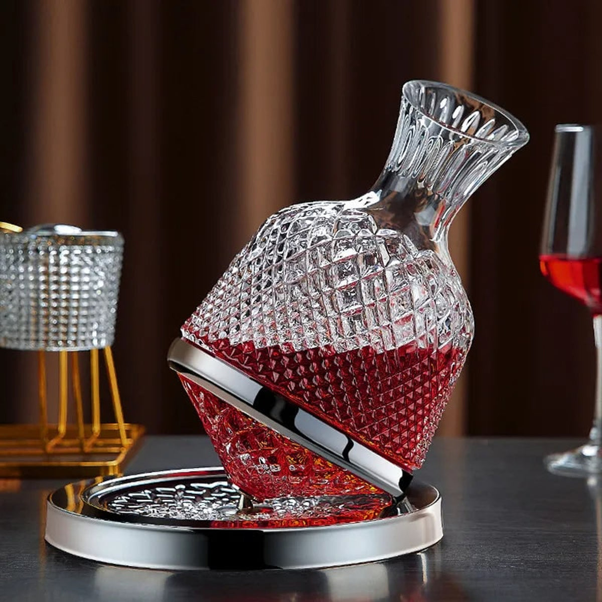 Crystal 360 Rotating Wine Decanter - Image 1