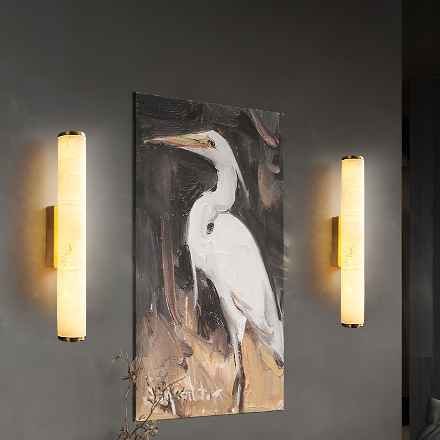 Modern Marble Wall Sconce with Warm LED Glow