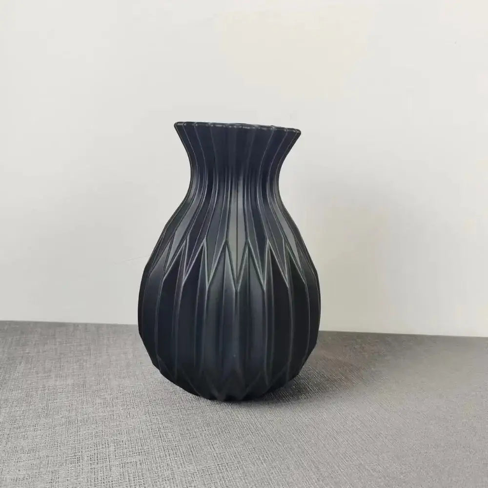 Textured Ribbed Vase with Curved Silhouette