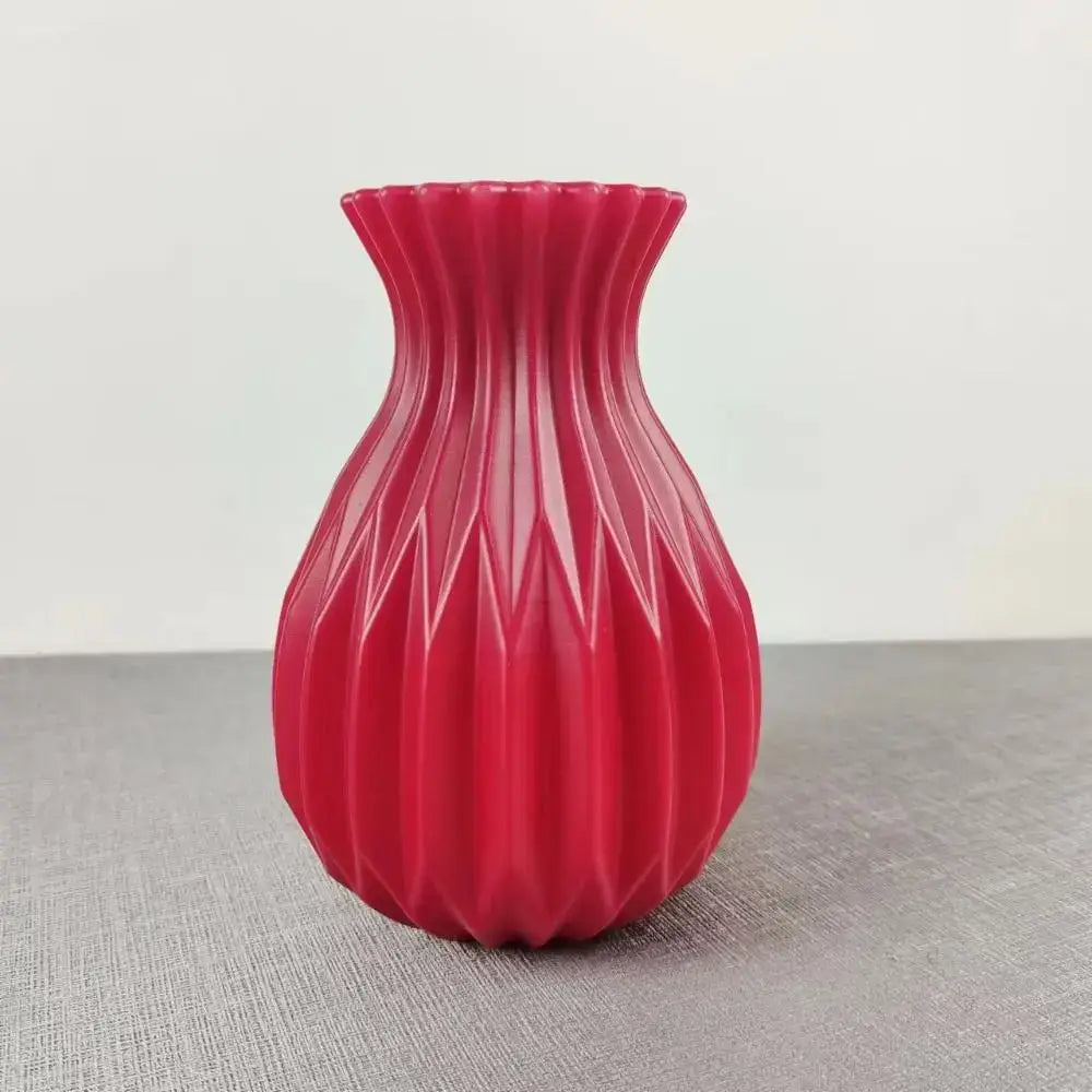 Textured Ribbed Vase with Curved Silhouette