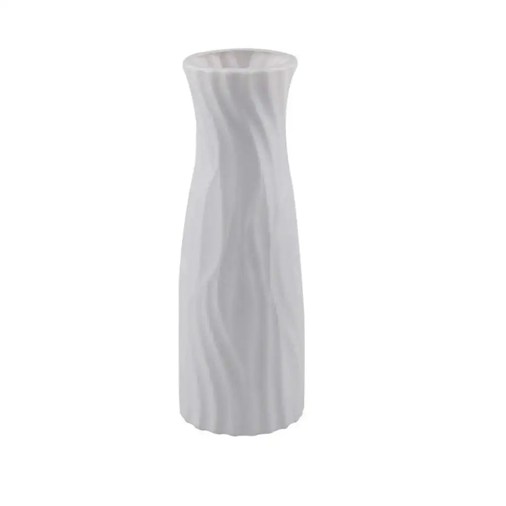 Modern Wavy Plastic Vase with Ceramic Finish