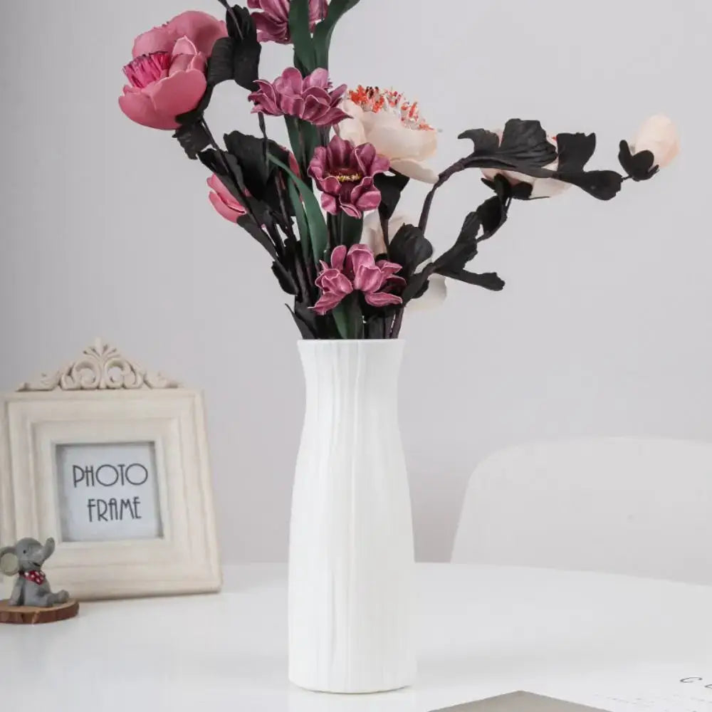 Modern Wavy Plastic Vase with Ceramic Finish