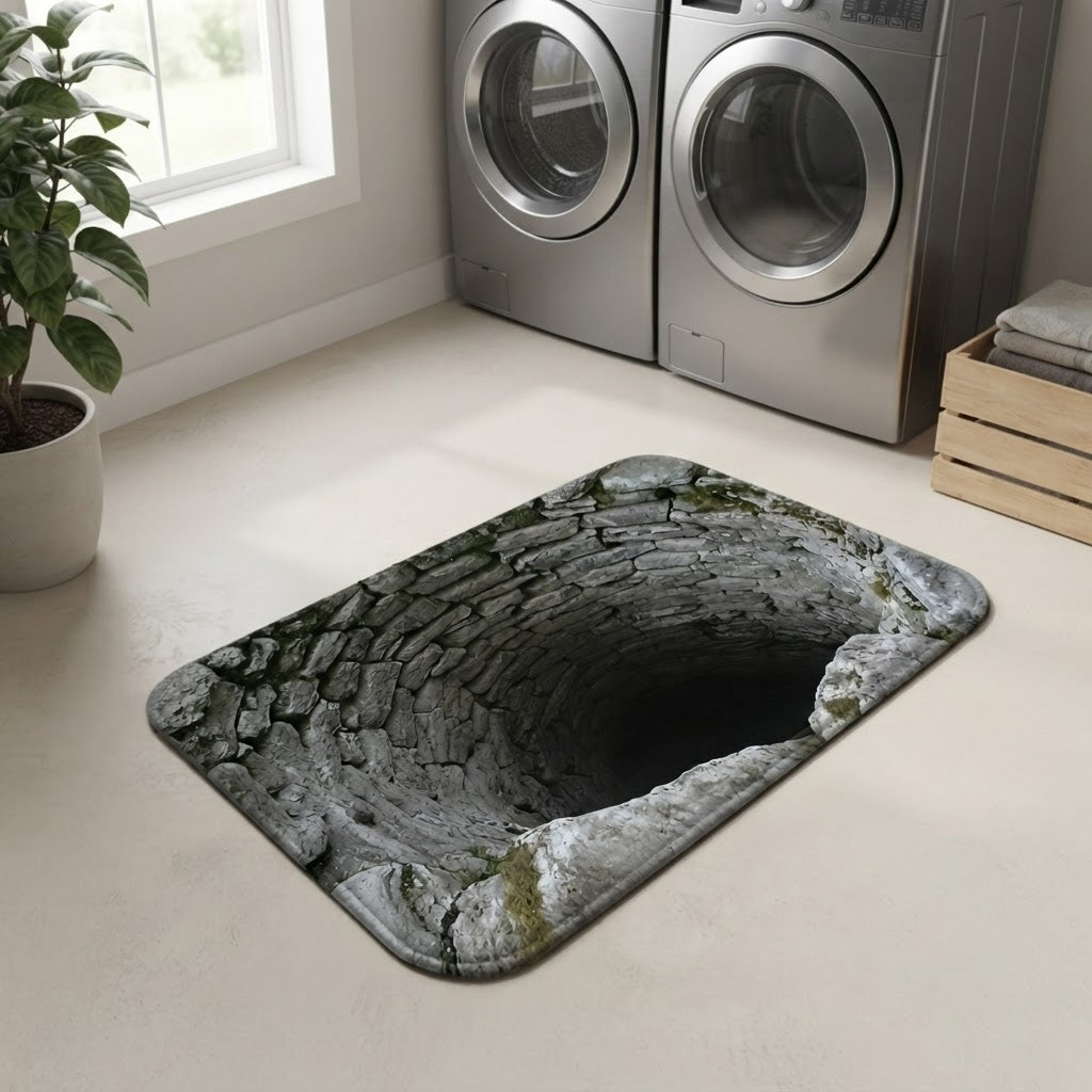3D Optical Illusion Stone Well Design Doormat With Non-Slip Latex Backing - Image 2