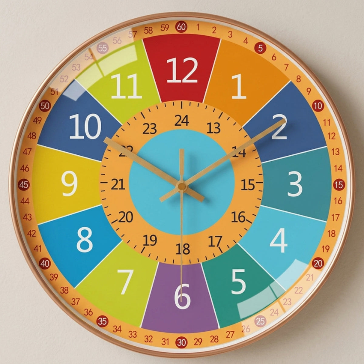 Educational Wall Clock With Color Dial And Battery Operation - Image 1