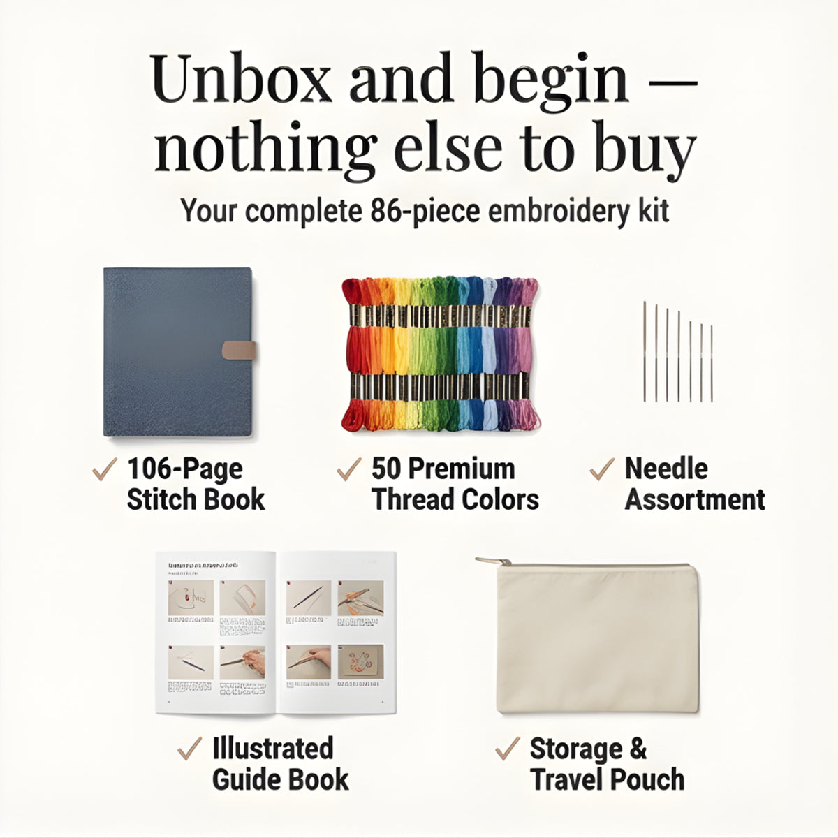 Embroidery Book Set With 106 Stitches For Removable Linen Practice Pages - Image 3