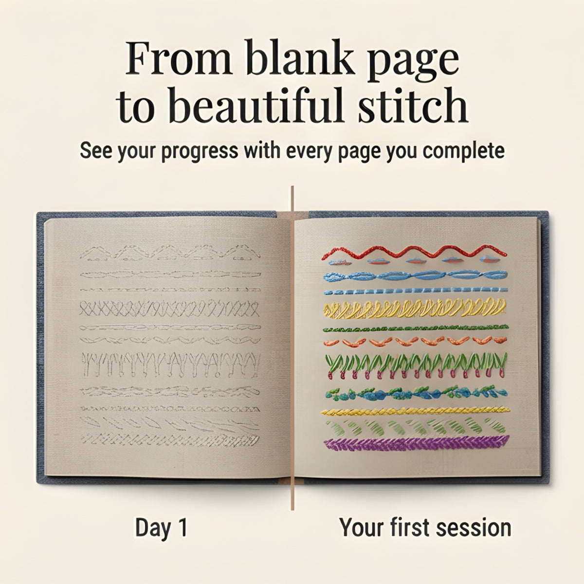 Embroidery Book Set With 106 Stitches For Removable Linen Practice Pages - Image 6