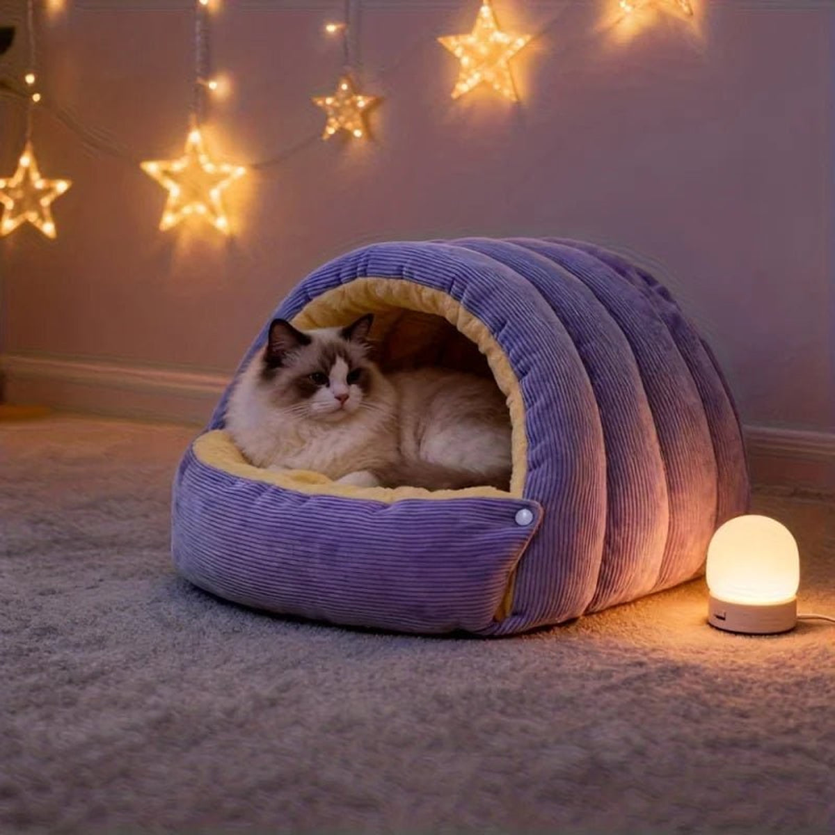 Enclosed Cat Bed For Security And Warmth Cozy Cave With Soft Fleece Lining - Image 3