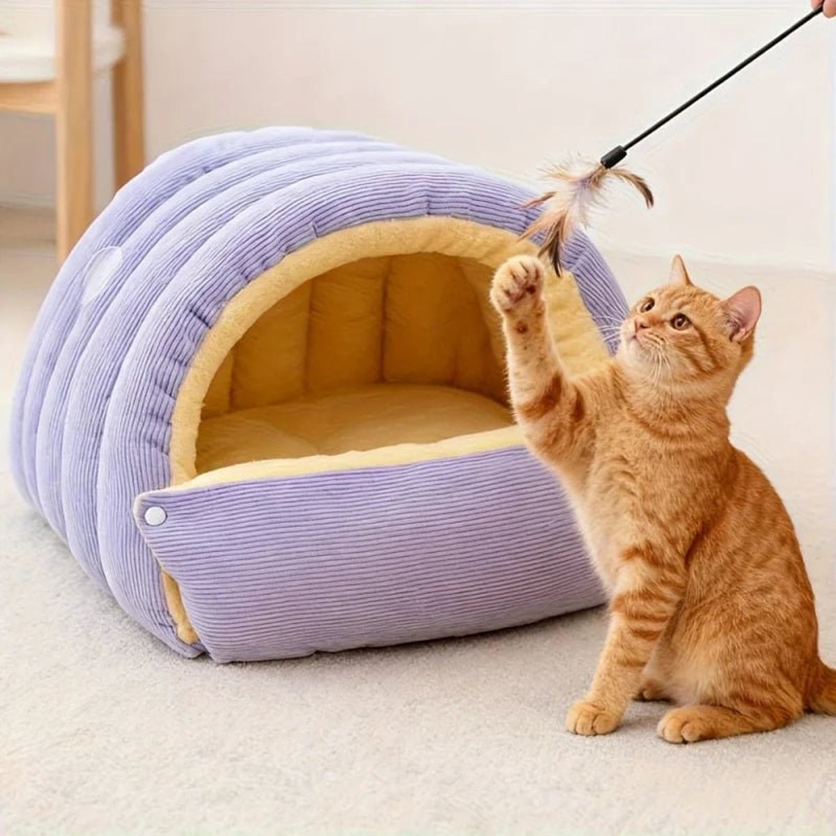 Enclosed Cat Bed For Security And Warmth Cozy Cave With Soft Fleece Lining - Image 4