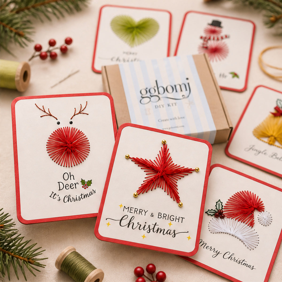 Fernstitch Christmas Embroidery Card Kit With Pre-Punched Holes For Beginners - Image 5
