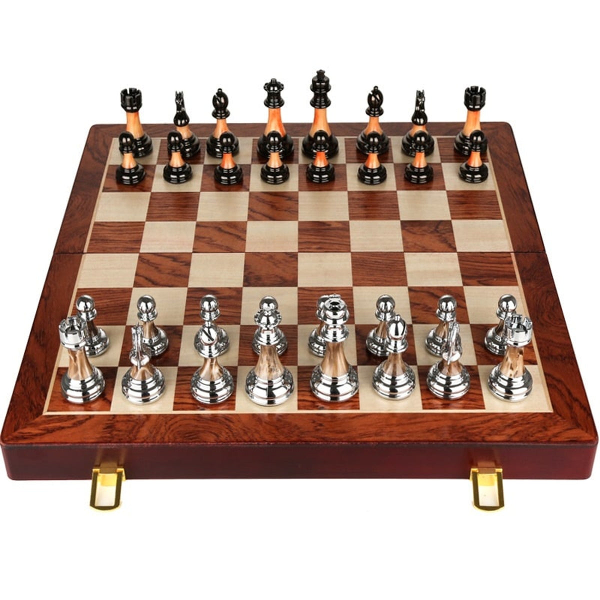 Folding Wooden Chess Set With Solid- Board - Image 4