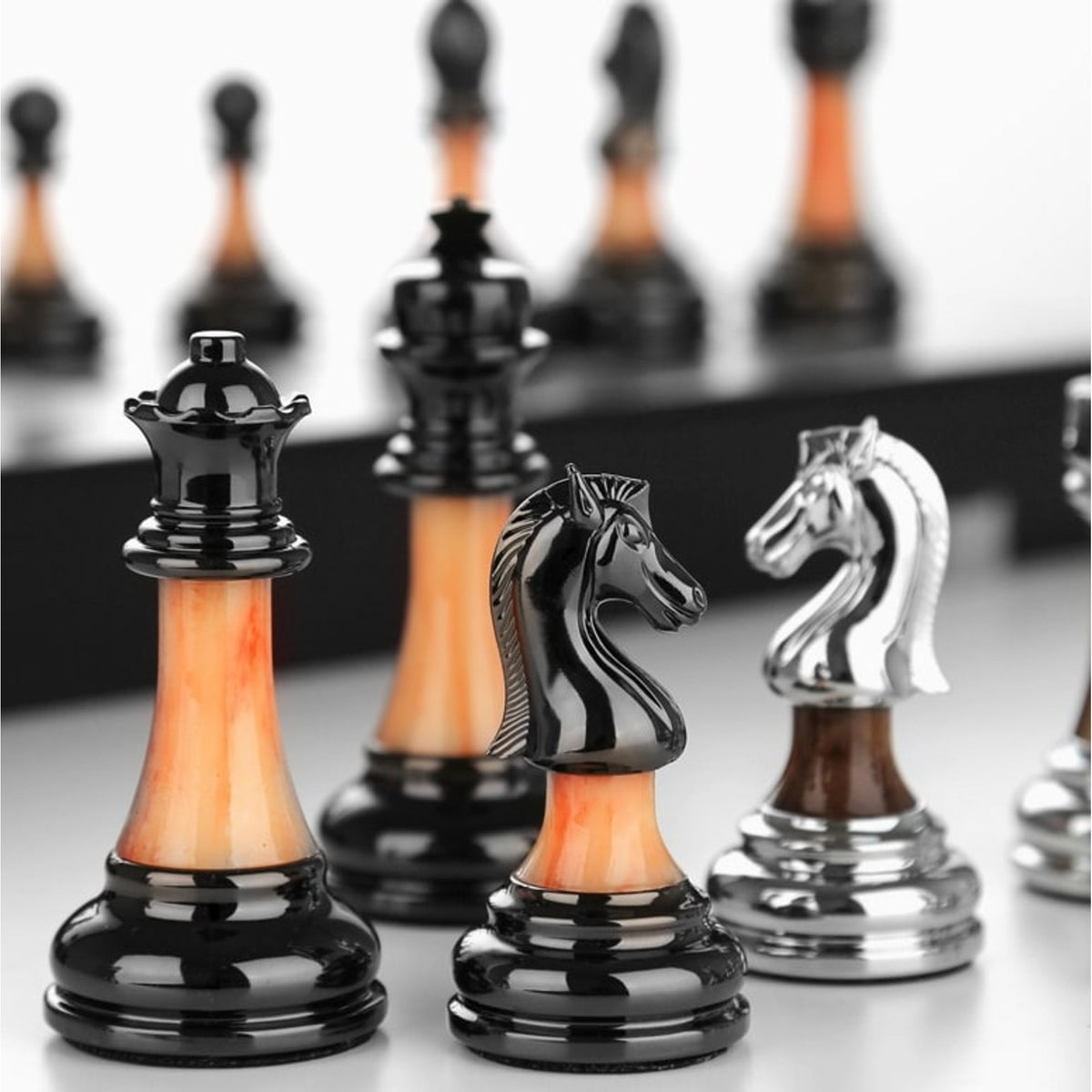 Folding Wooden Chess Set With Solid- Board - Image 9