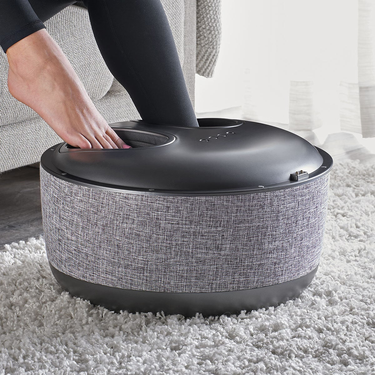 Foot Massaging Ottoman With Shiatsu Rollers Air Compression Heat And Vibration - Image 1