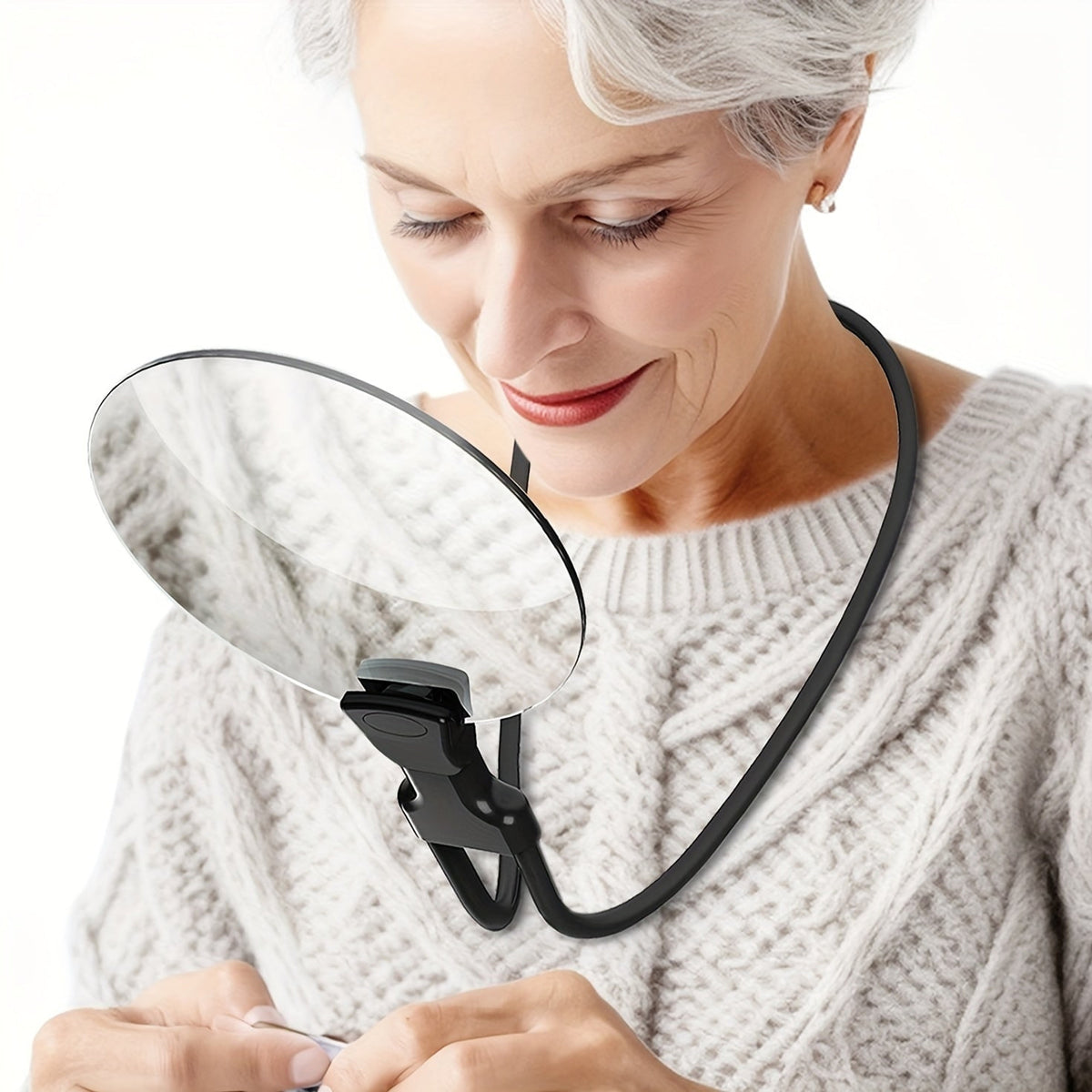 Hands-Free Neck Mounted Magnifier With 5X Lens For Reading Crafting And Close-Up Work - Image 1