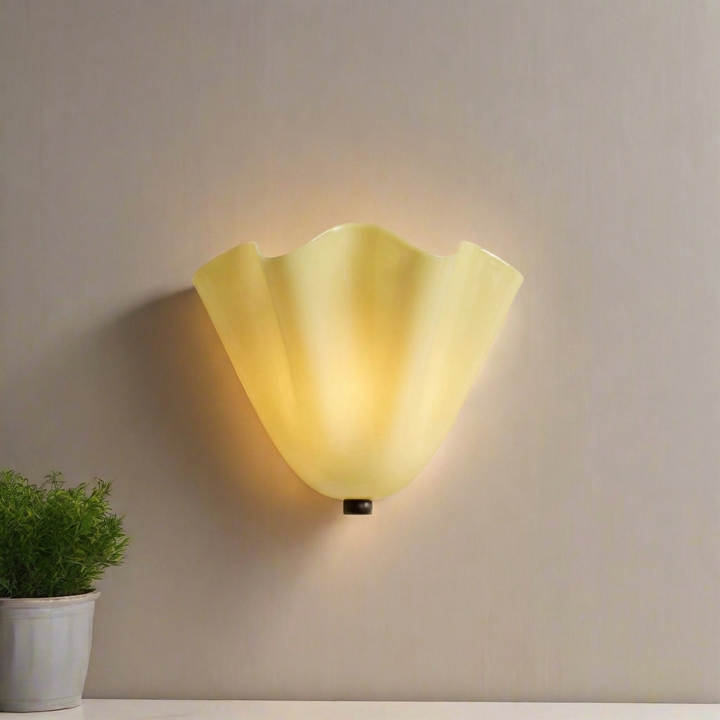 Retro Glass Shell Wall Sconce with LED Glow