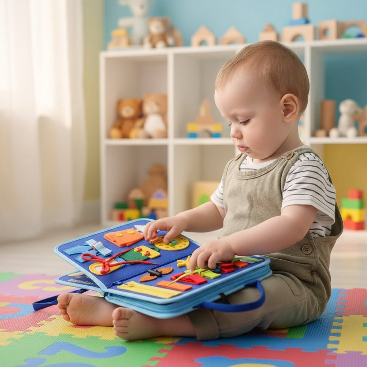 Montessori Activity Board For Coordination & Motor Development With 15 Sensory Activities - Image 3