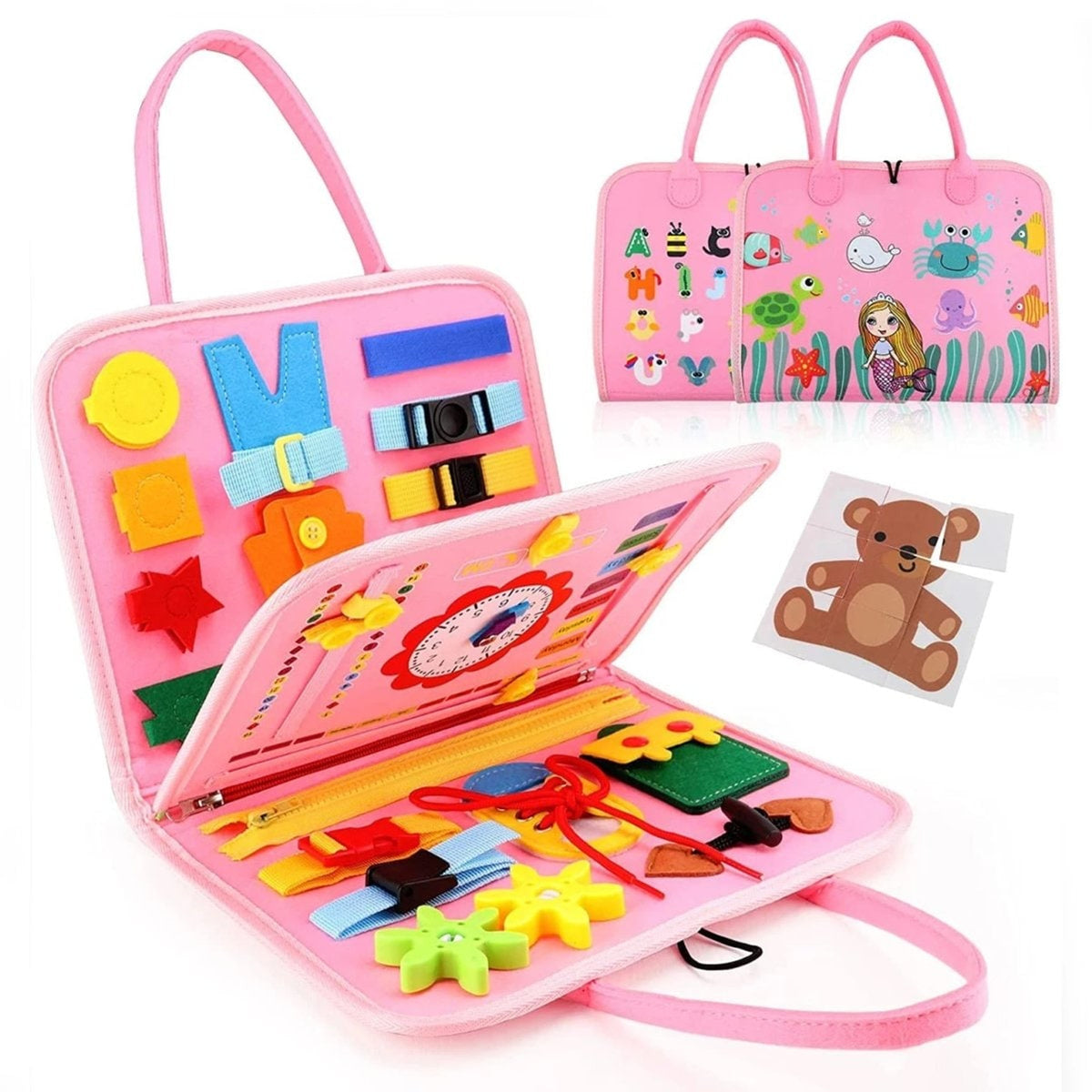 Montessori Activity Board For Coordination & Motor Development With 15 Sensory Activities - Image 6
