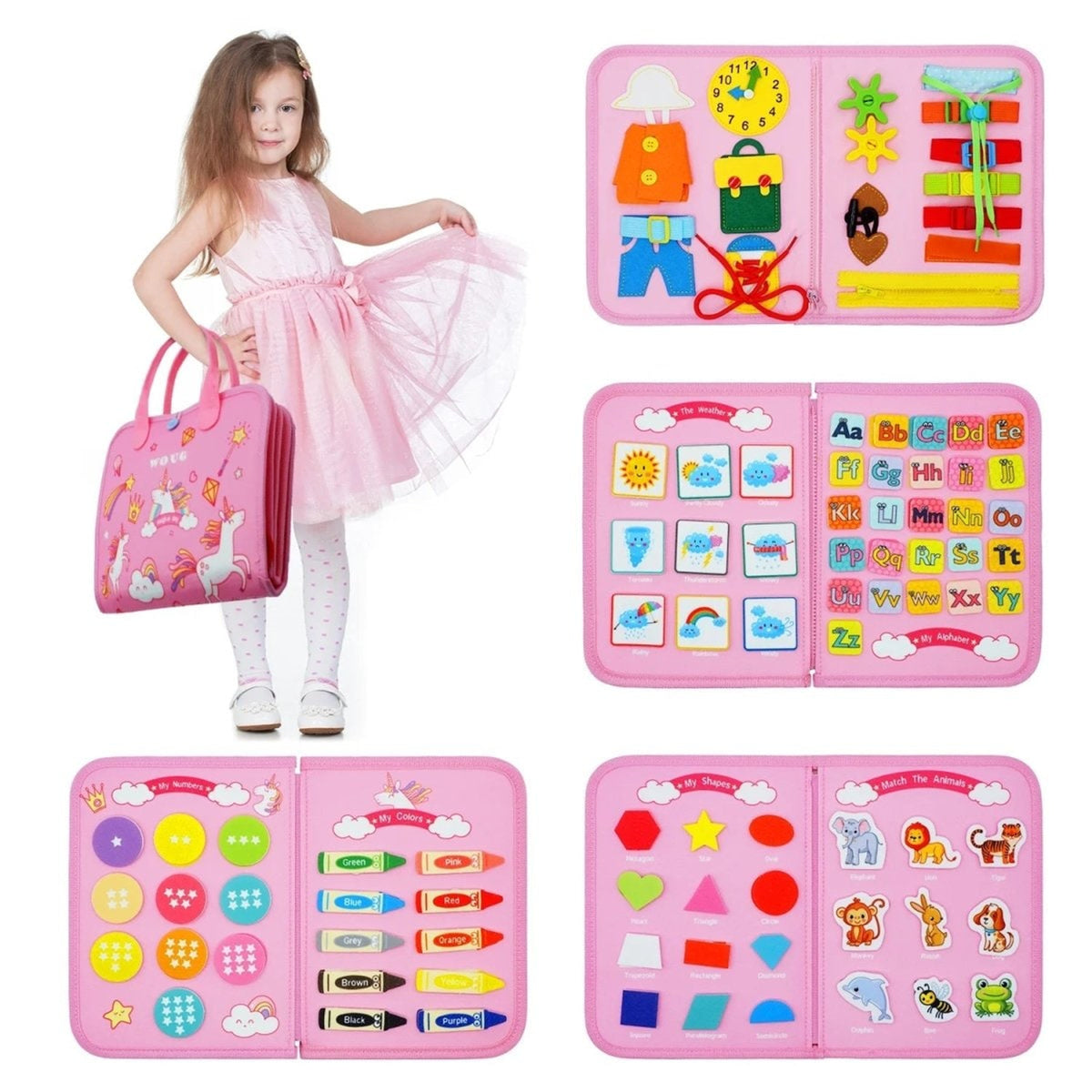 Montessori Activity Board For Coordination & Motor Development With 15 Sensory Activities - Image 7
