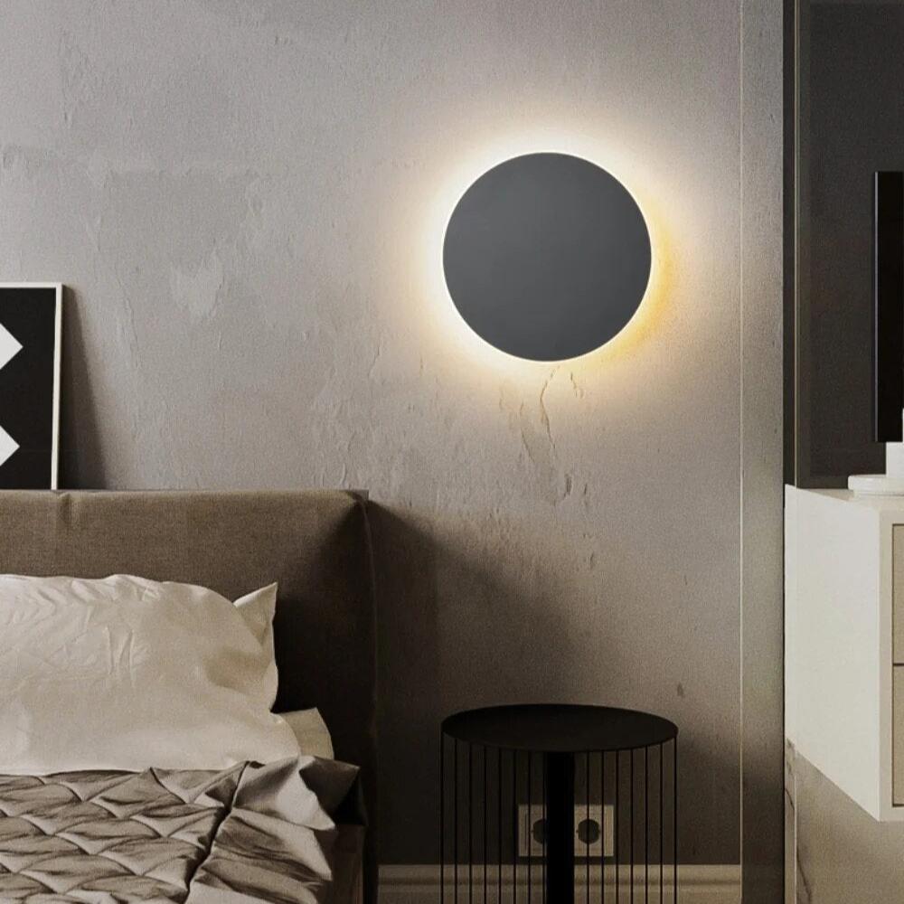 Modern Round LED Wall Sconce with Halo Glow