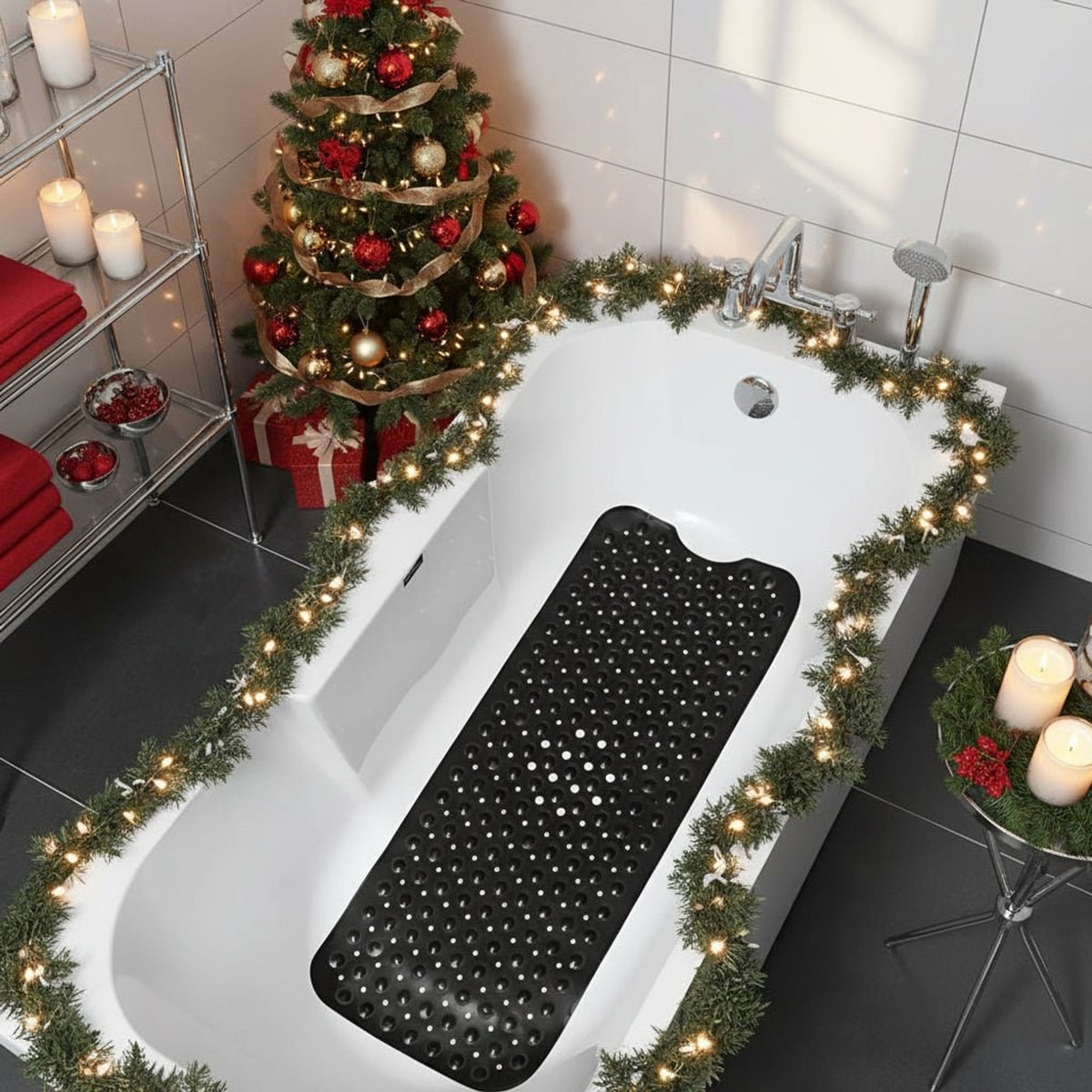 Non-Slip Texture Quick-Drain Design Non Slip Bath Mat - Image 1