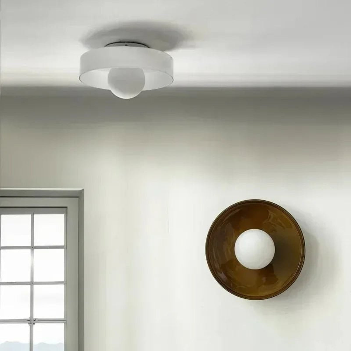 Nordic Glass Ceiling Lamp With Disc Shade - Image 2