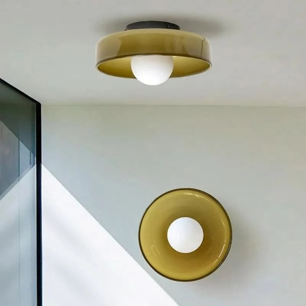 Nordic Glass Ceiling Lamp With Disc Shade - Image 4