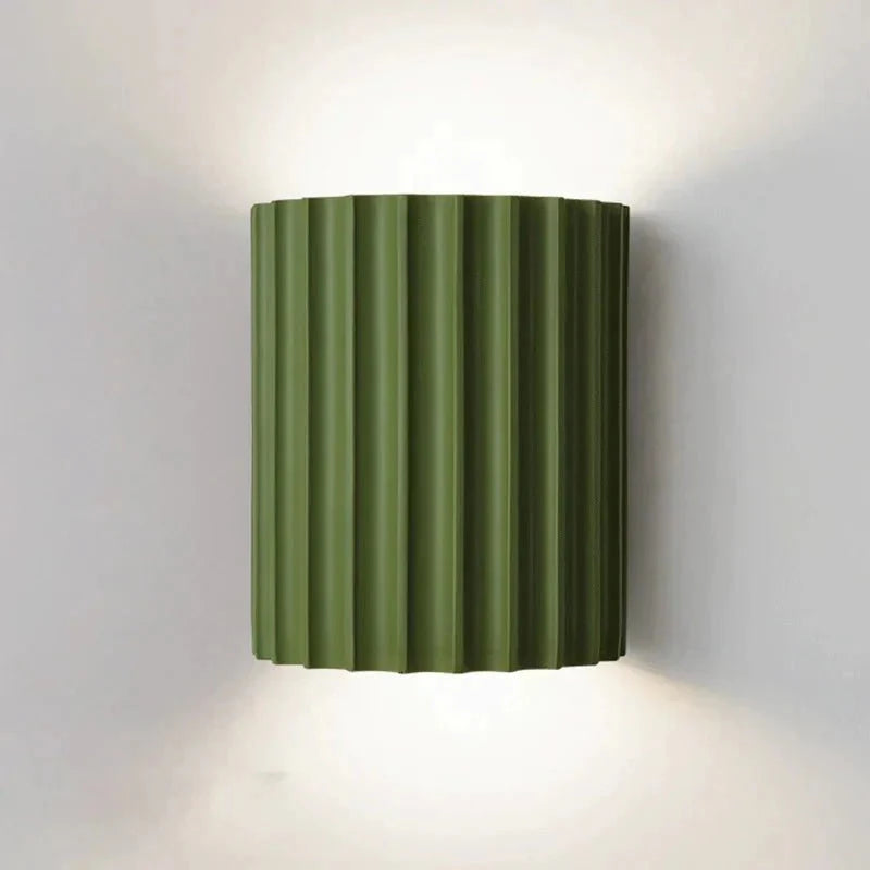 Modern Resin Wall Sconce with Ribbed Shade