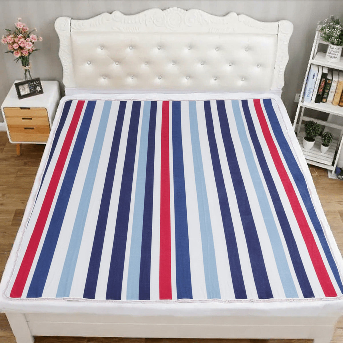 Plush Heated Blanket With Striped Pattern And Smart Temperature Modes - Image 2