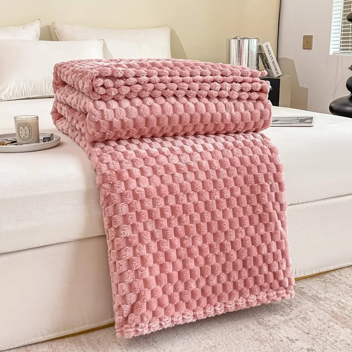 Plush Velvet Checkered Blankets & Throws For Cozy Sofa And Bed - Image 5
