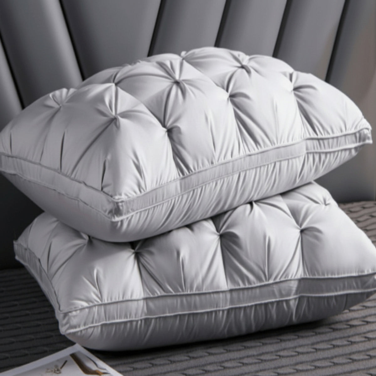 Quilted Goose Down Pillow With Adaptive Support Fill - Image 6