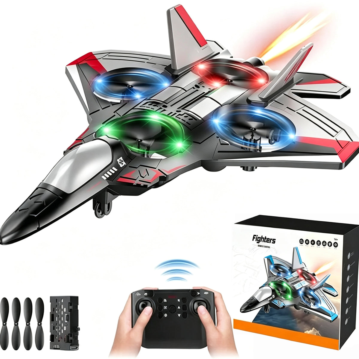 RC Fighter Jet With 360° Loops LED Lights And Shockproof Design For Kids - Image 7