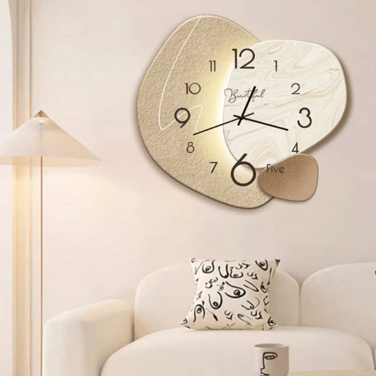 Scandinavian Wall Clock With Textured Design - Image 1