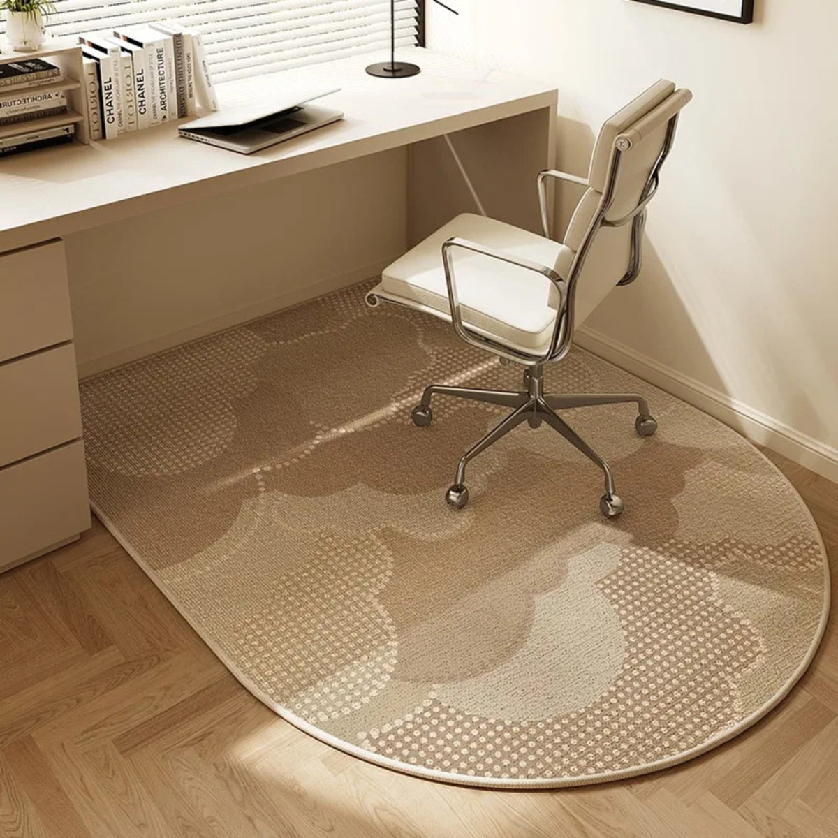 Semi-Circular Office Chair Mat With Non-Slip Polyester Fleece Surface - Image 6