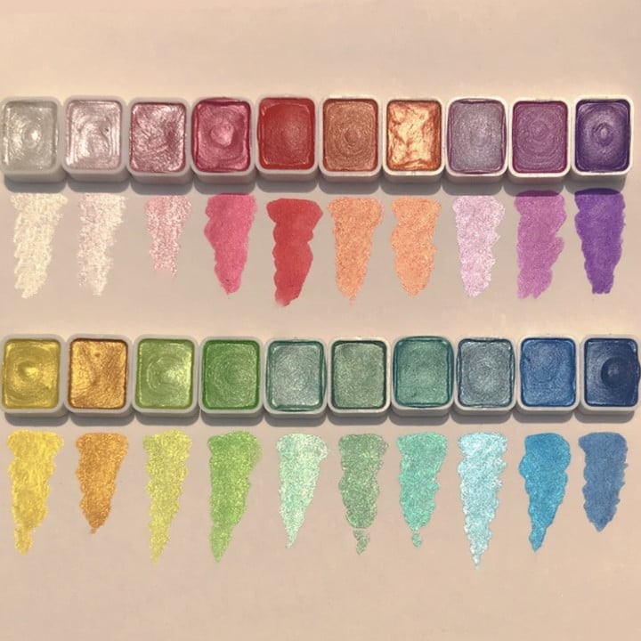Shimmer Watercolor Paint Set 20 With Glitter Pigments For Vibrant Luminous Art - Image 2