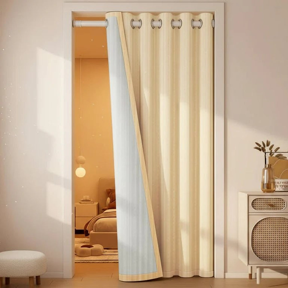 Thermal Curtain Heavy Insulating Grommet Curtain With Textured Polyester Fabric - Image 1