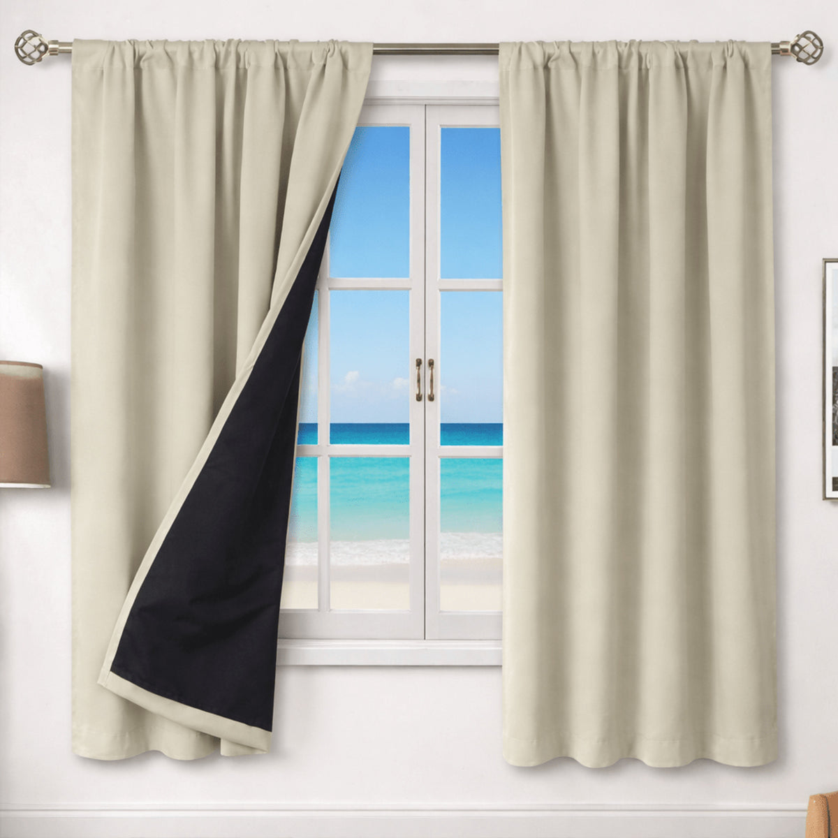 Thermal Insulating Curtain With Rod Pocket And Waterproof Lining - Image 1