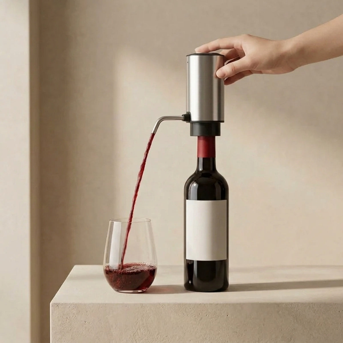 USB Rechargeable Stainless Steel Wine Aerator Pourer With Retractable Tube - Image 1