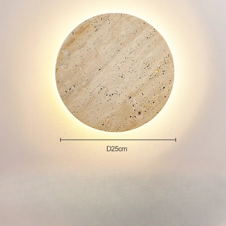 Natural Travertine Wall Sconce with Halo Glow