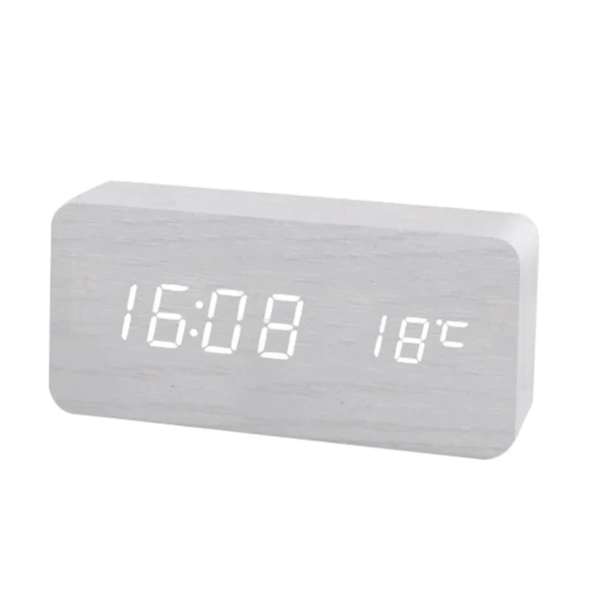 Wooden Digital Alarm Clock With Adjustable Brightness - Image 1