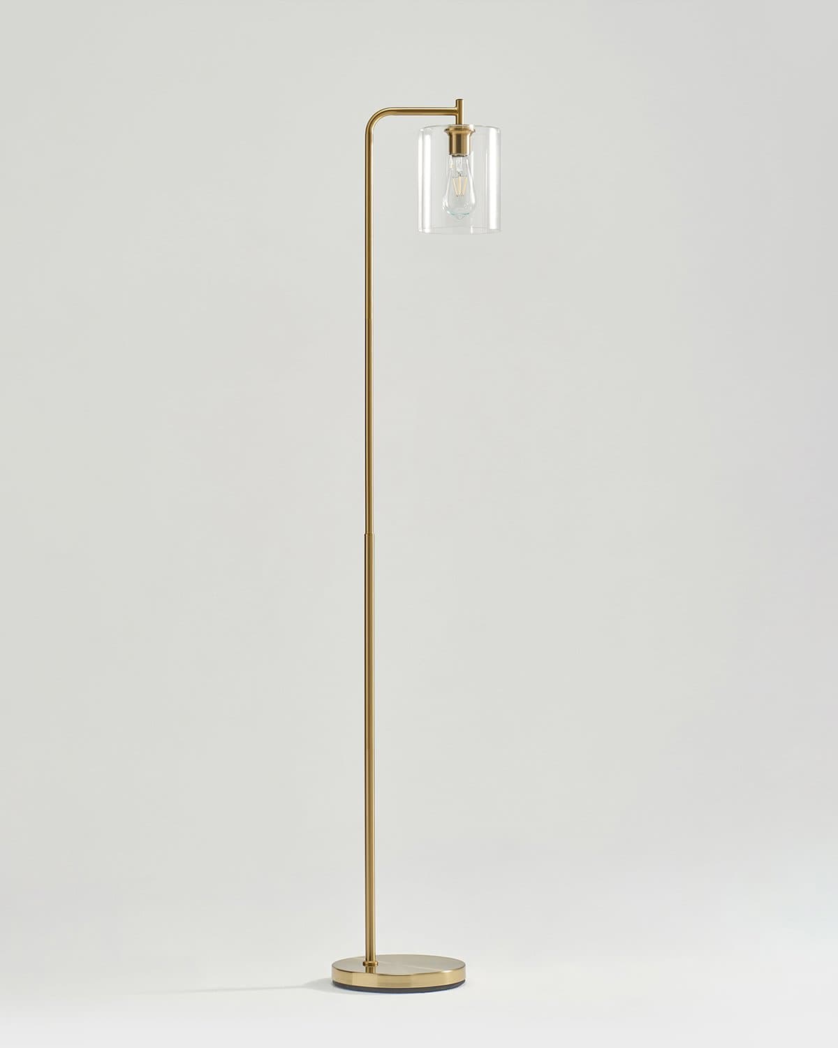 Modern Brass Floor Lamp with Glass Pendant