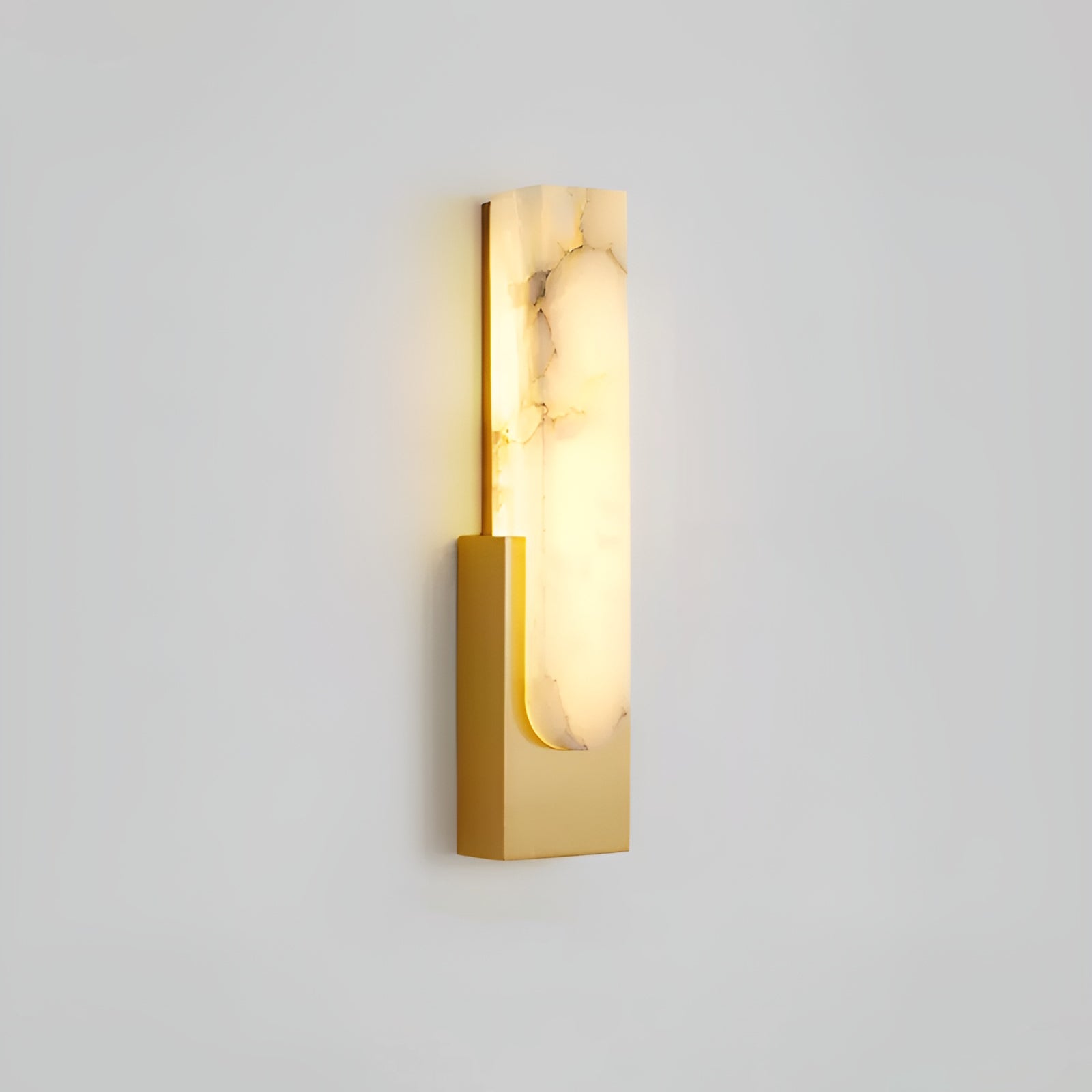 Modern Alabaster Wall Sconce with Brass Frame