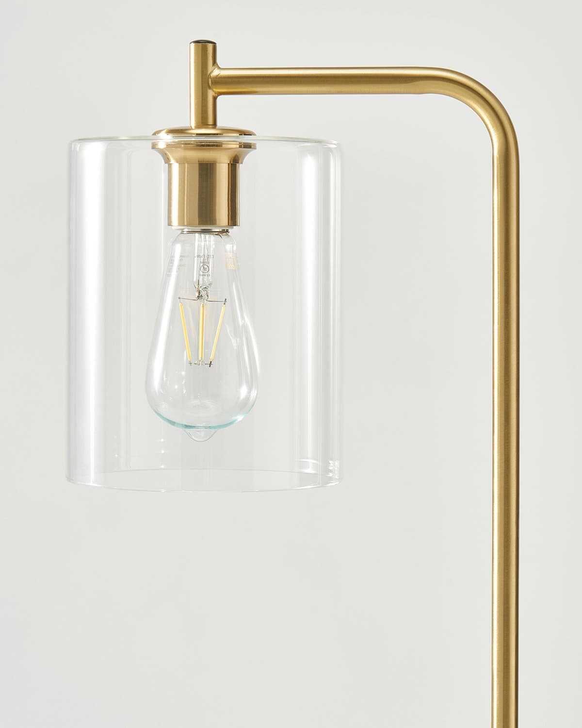 Modern Brass Floor Lamp with Glass Pendant