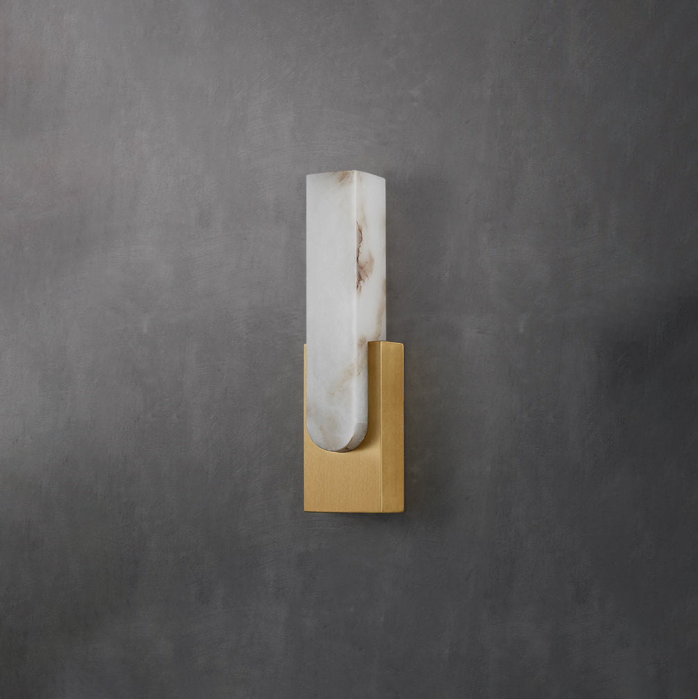 Modern Alabaster Wall Sconce with Brass Frame